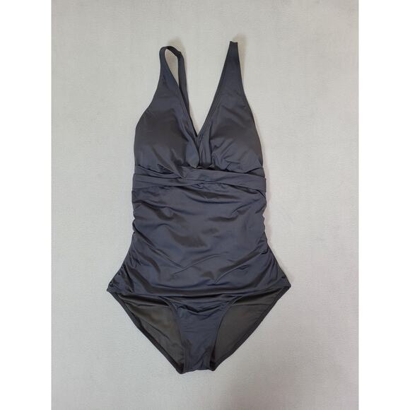 HEYTALALA Womens One Piece Swimsuit Tummy Control Push Up V Neck Tie Back Medium - Picture 6 of 9